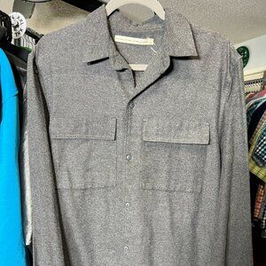 Shades of Grey by Micah Cohen Grey Long-Sleeve 2-Pocket Button-up SZ Large